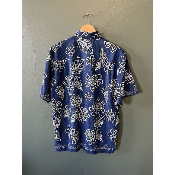 Sideout Mens Blue Floral Pattern Vintage Button Up Short Sleeve Shirt Size M - Picture 2 of 3